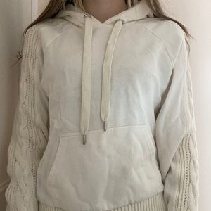 White garage hoodie with knit details